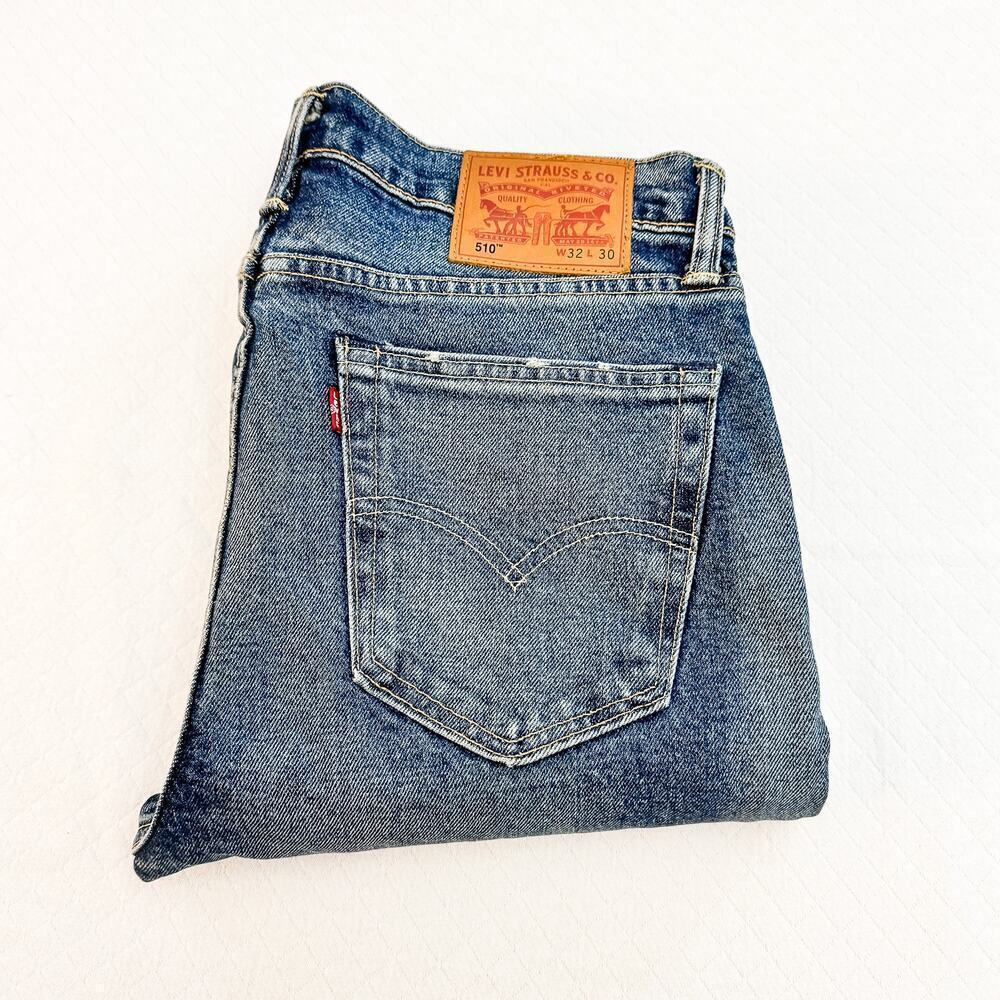 Levi's 510 Dark Wash Denim Distressed Jeans SZ32 x 30